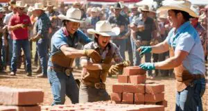 Brick-Laying Competition at Bricks Broncs and BBQ