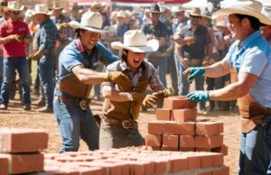 Brick-Laying Competition at Bricks Broncs and BBQ