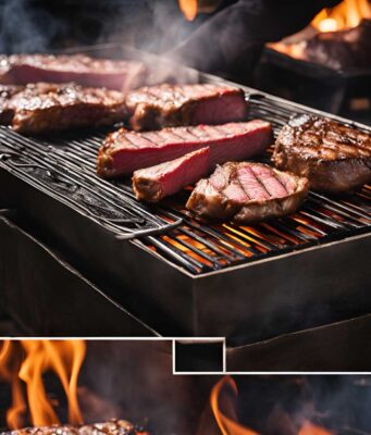 Colorful spread of top 10 vegetarian BBQ dishes on rustic table grilled veggie skewers, portobello burgers, corn, halloumi, and fresh salads. Outdoor summer setting.