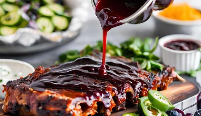 Pork_Ribs_Drizzled_with_Blueberry_Jalapeno_Sauce