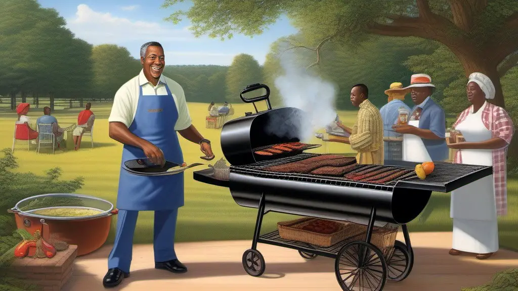 afro americans grilling in a park